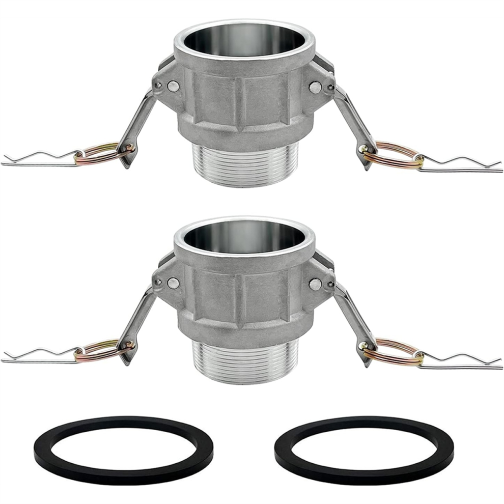 2Pcs Type B Global Cam And Groove Hose Fitting,2Inch Plug X 2Inch Npt Male With 2 Pcs 2In Camlock Gasket Fitting 4853680479286