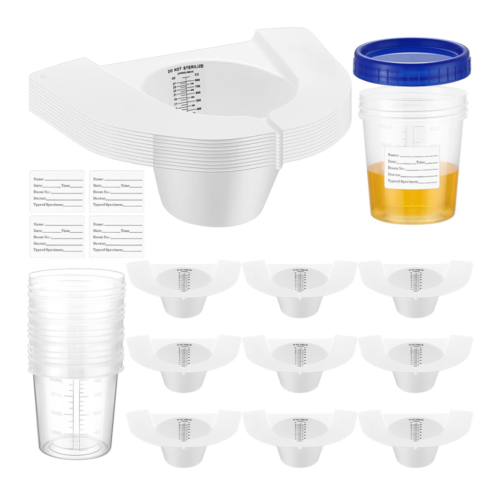 30 Pcs Urine Collection Hats For Toilet Sets Including 10 Collector, Sample Cup Containers, Stickers Saudism