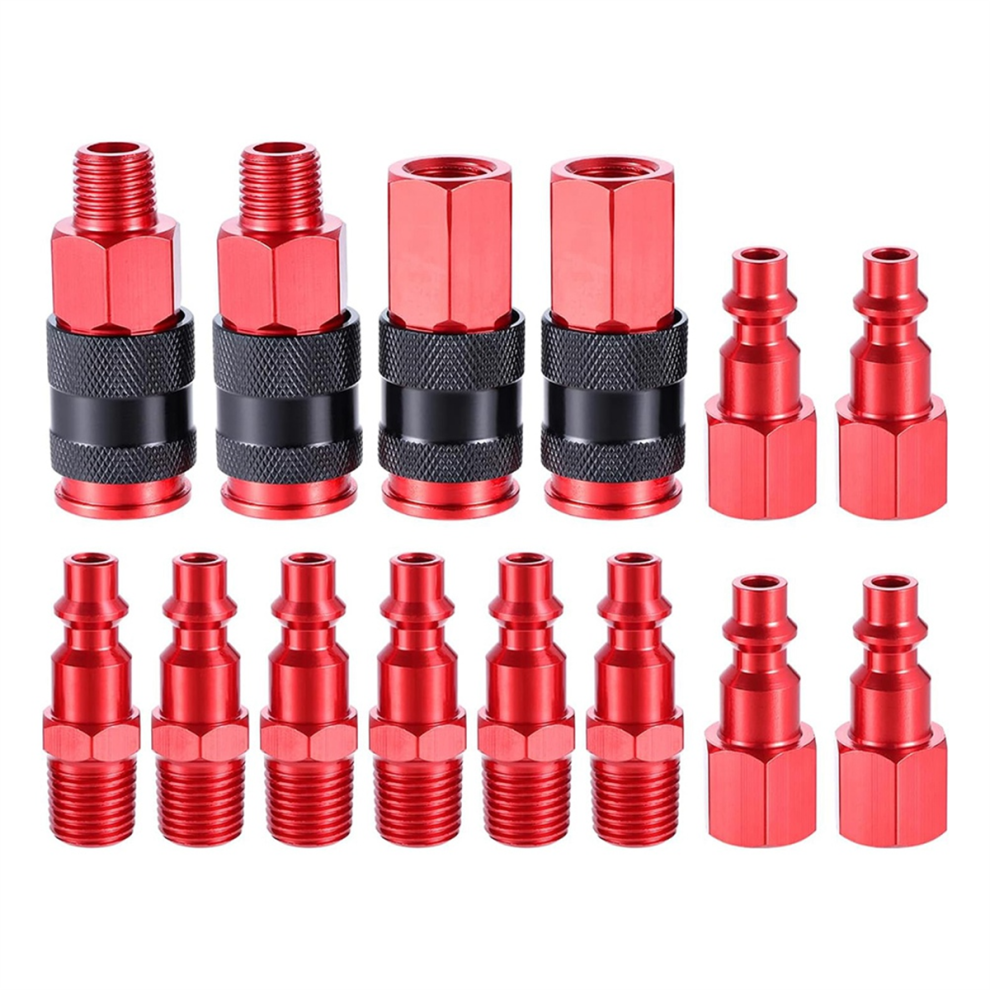 Quick Connect Air Hose Fittings, 1/4" Npt Coupler And Plug Kit With Aluminum Fittings (14 Pcs) 4853680482552