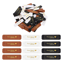 72 Pieces Handmade PU Tags,for Items Embellishment Knit Accessories Sew on Leather Tag for Knitting Hats Craft Supplies