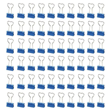 60 Pcs Metal Binder Clips with Heart Shaped Handle Shape Hollow Out Blue