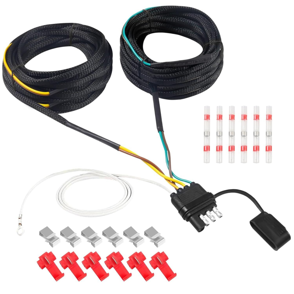30Ft 4 Pin 5 Wire Trailer Wiring Harness, Kit With Connector Plug For Tail,Brake And Turn Signals Light 4853680486383