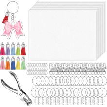 191Pcs Shrinky Plastic Sheets Kit Shrink Paper-Keychain Set Shrinky-Dink with Chain, Hole Punch for Craft Marking