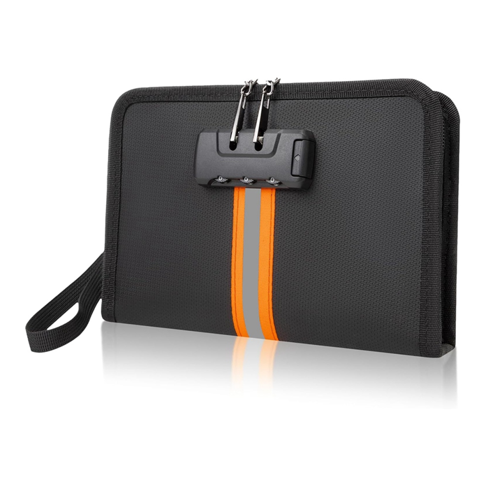Saudism Fireproof Money Bag,Money Bag With Lock And Zipper,Safe Waterproof,Suitable For Cash, 8.2X5.7inch