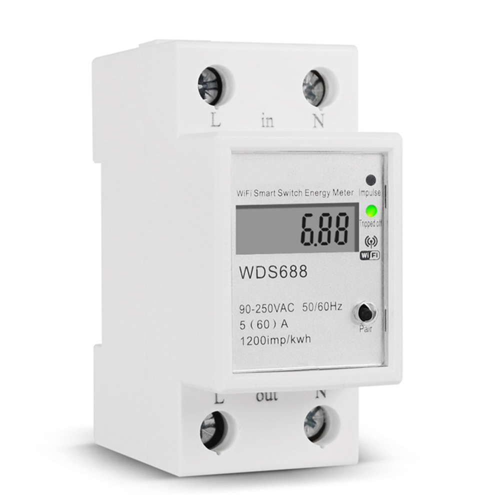 Digital Electric Consumption Kwh Din Rail Smart Energy Meter Wifi Power Watt Remote Switch Control Monitor 4853680492063