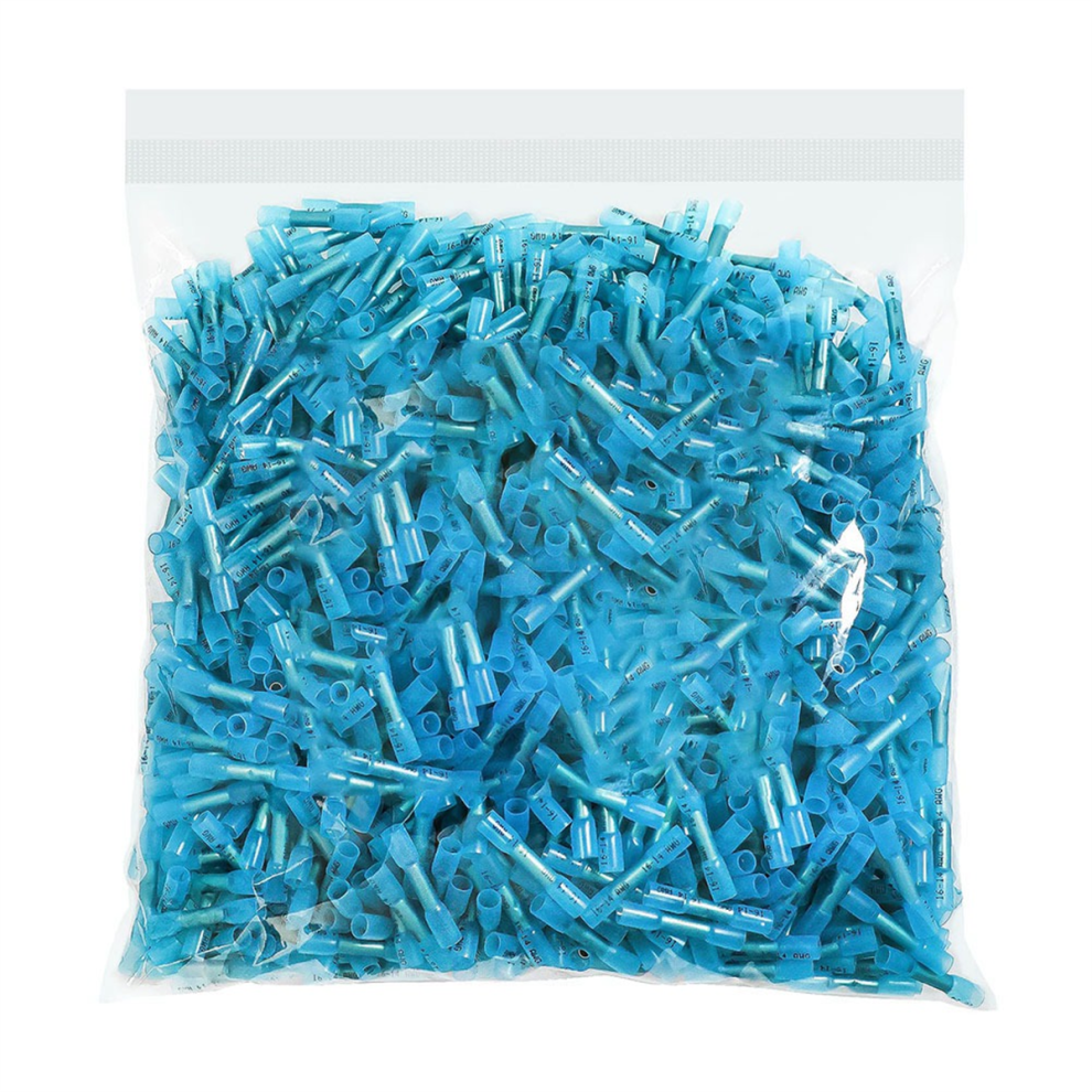 1000Pcs 16-14 Awg Blue Heat Shrink Butt Connectors, Marine Grade Insulated Splice Electrical Connectors 4853836120758