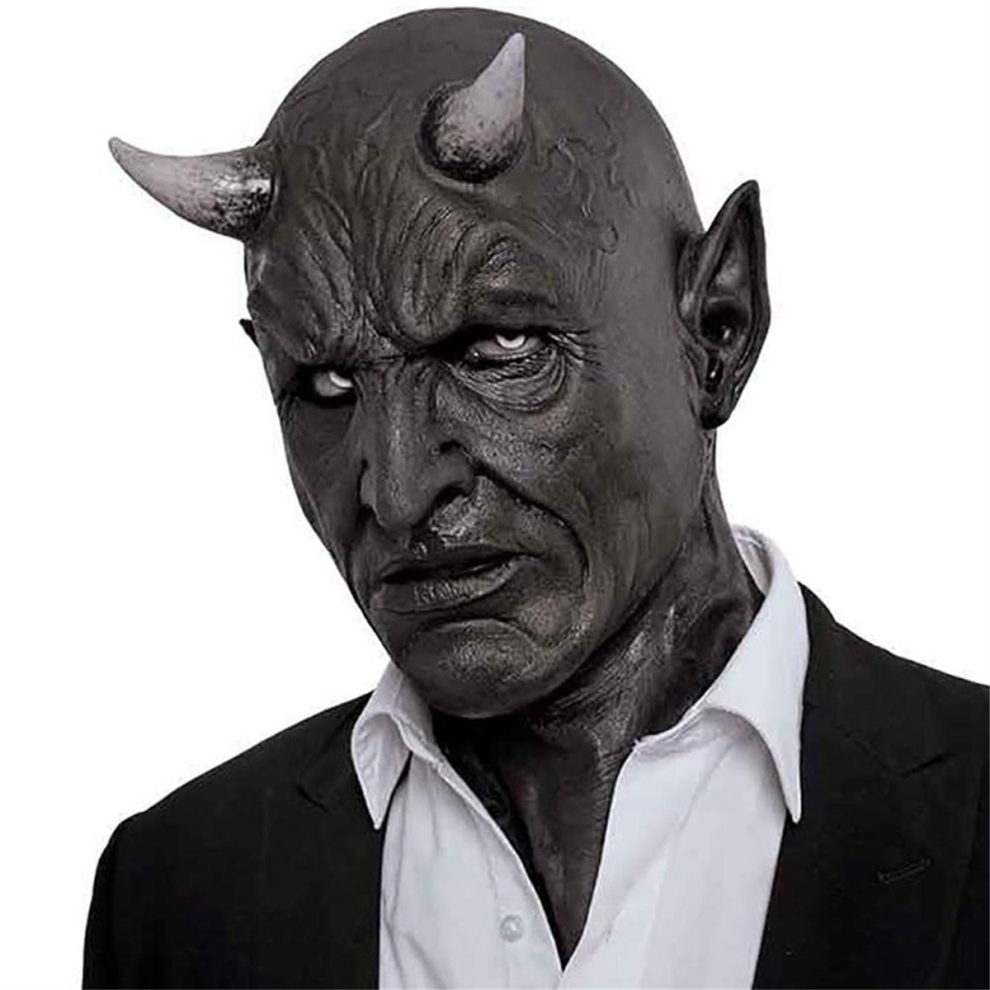 Saudism Halloween Devil Horn Mask Cosplay Horror Latex Headset Ghostface Scary Party Costume Props