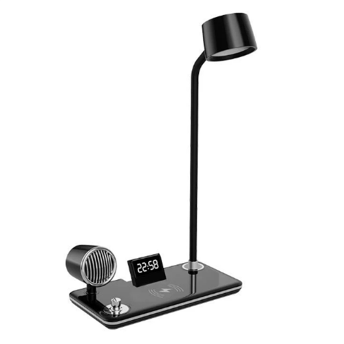 Multi-Functional Wireless Phone Charging Desk Lamp Bluetooth Sound Ambience Night Light Clock Reading Black 1