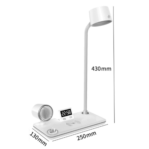 Multi-Functional Wireless Phone Charging Desk Lamp Bluetooth Sound Ambience Night Light Clock Reading Black 2