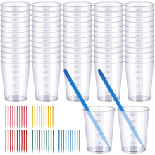 Resin Mixing Cups and Sticks, Graduated Cups, Pointed Stir Sticks for Paint, Stain, Epoxy, 50ml