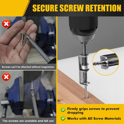 2 Pcs Spring-Loaded Screw Holder Bit, Anti-Drop Screwdriver Single-Hand Operation Bit for Electricians 2