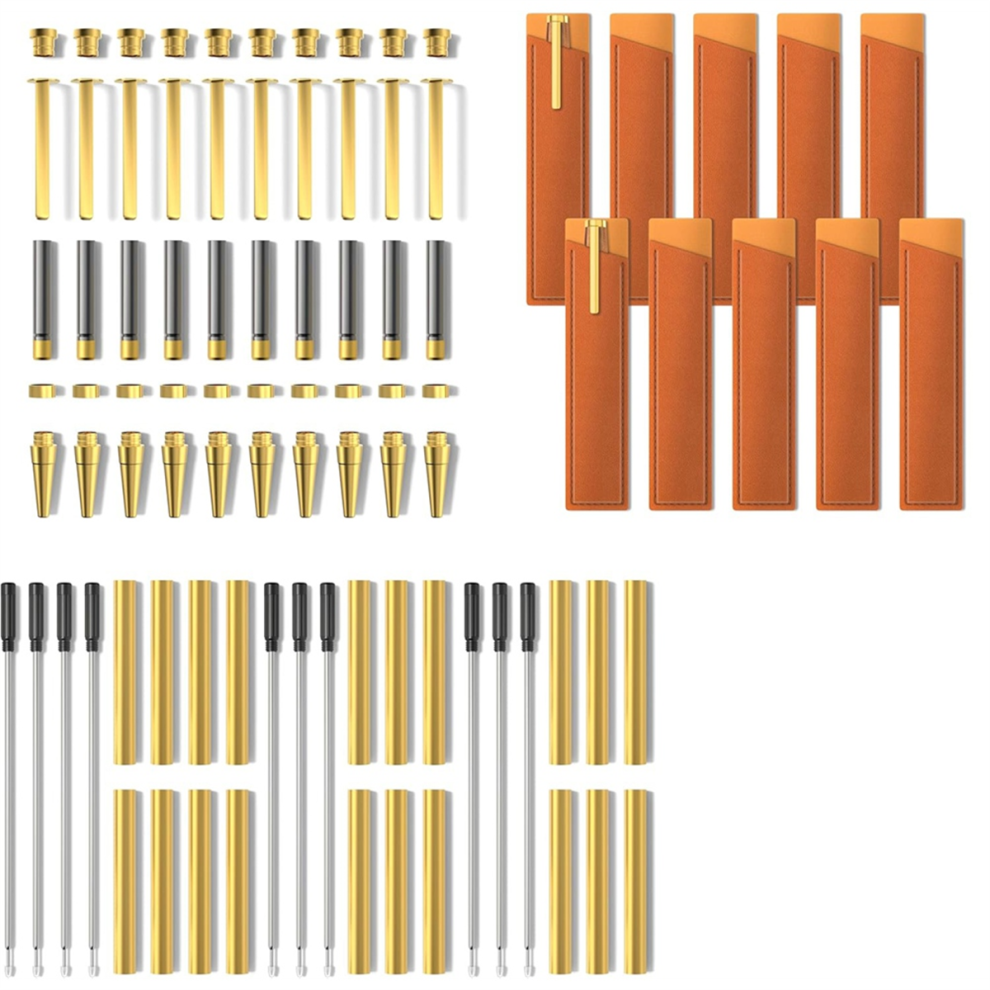 Saudism Pen Kits For Woodturning 10 Pack Covers-Pen Making Tools With Black Ink Kit Slimline Diy Coppe