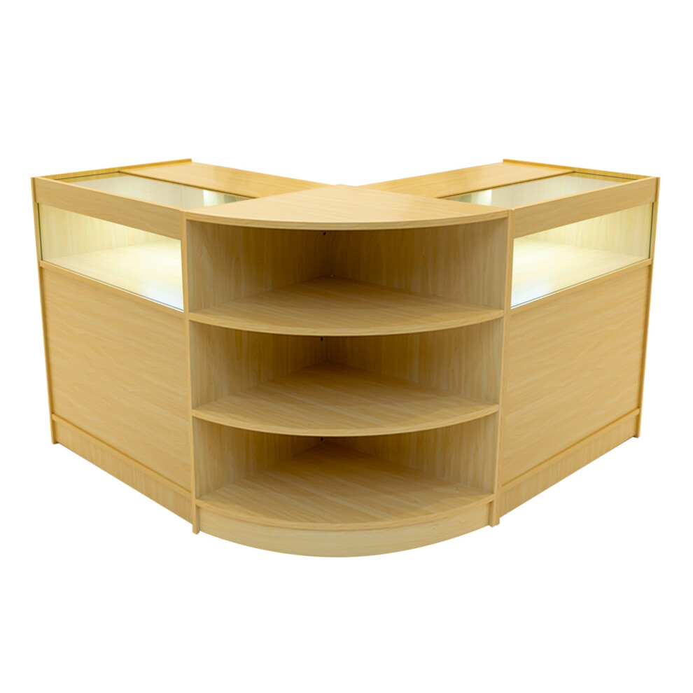 Monstershop Light (2 X 900Mm W Counters & 1 X 600Mm W Corner Unit - Maple) Shop Counter Set Theseus Led Lockable