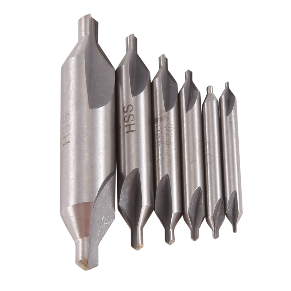 6 Pcs Hss Combined Center Drills Bit Set Countersink 60 Degree Angle 5/3/2.5/2/1.5/1 Mm 4851170487452