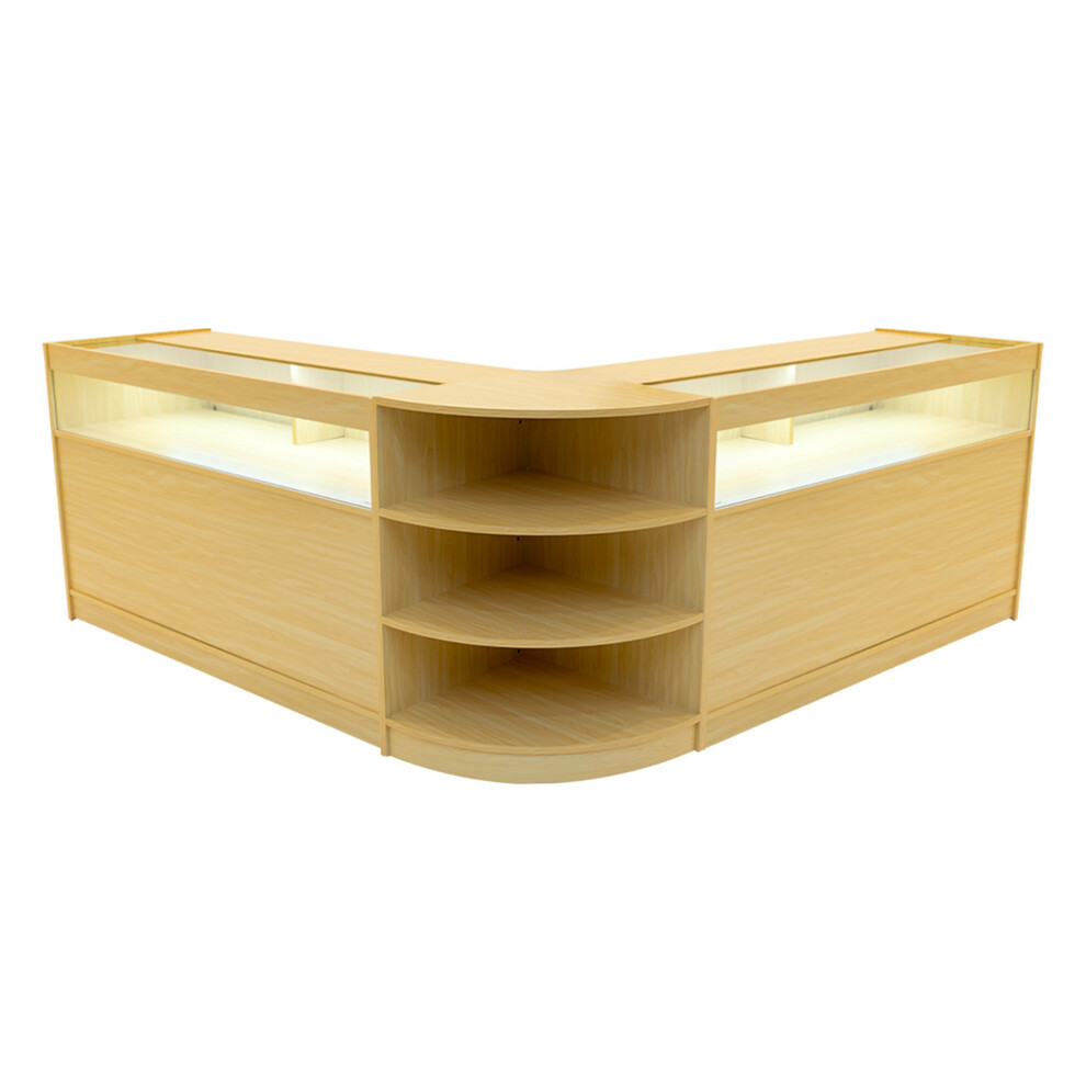 Monstershop Light (2 X 1500Mm W Counters & 1 X 600Mm W Corner Unit - Maple) Shop Counter Set Theseus Led Lockable Size 2