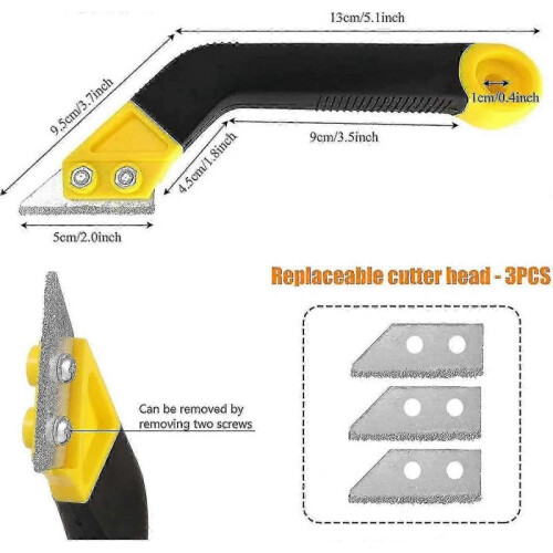 Tile Grout Scraper with 3 Replacement Blades 1