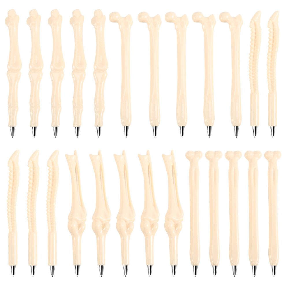 Saudism 25Pcs Bone Design Ballpoint Pens With Ink For Artist, Doctor, Nurse School, Office, Party Black