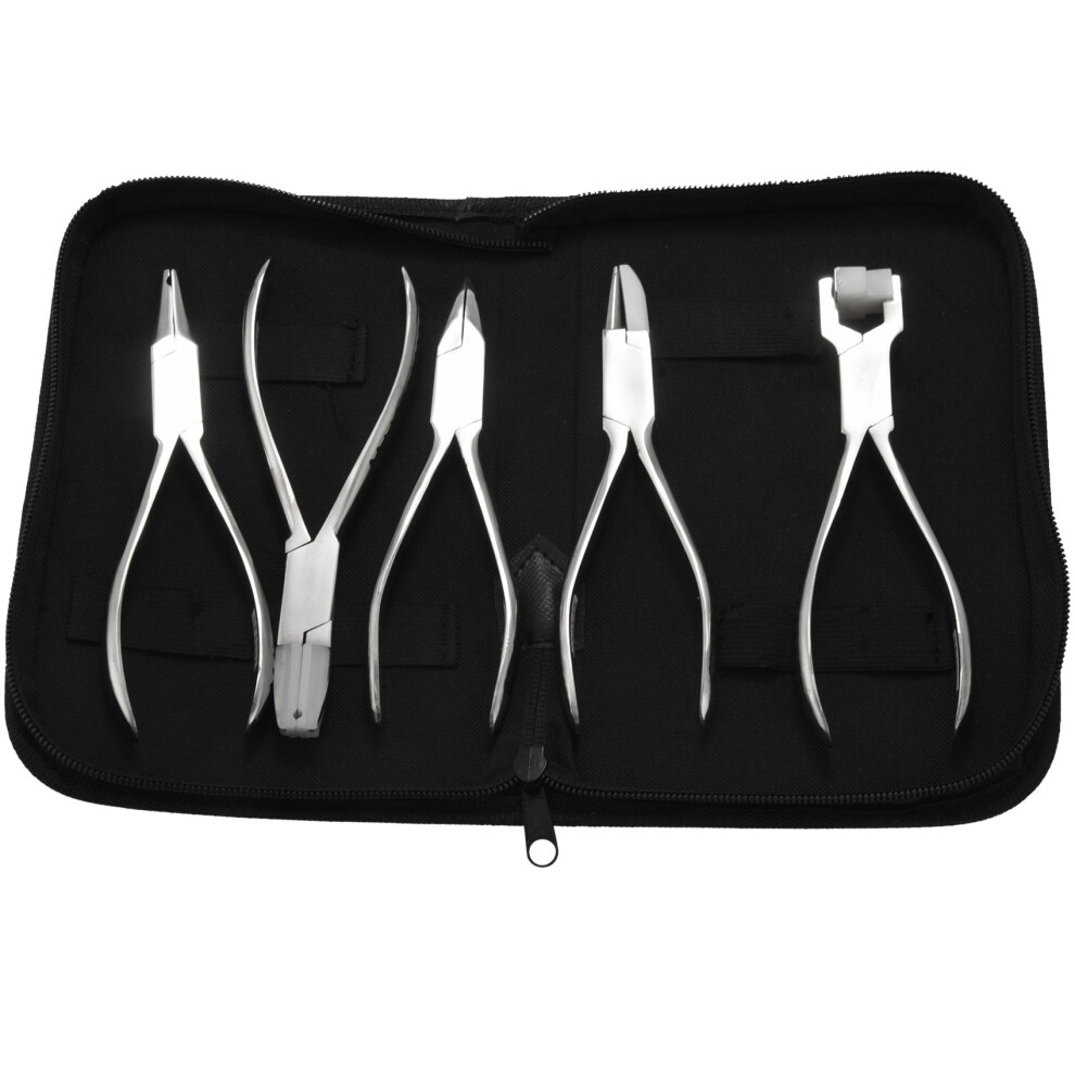 5Pcs Stainless Steel Optic Eye Glasses Optician Eyeglasses Frame Repair Optical Pliers Tools Kit With Black Pouch Bag 4851170499493