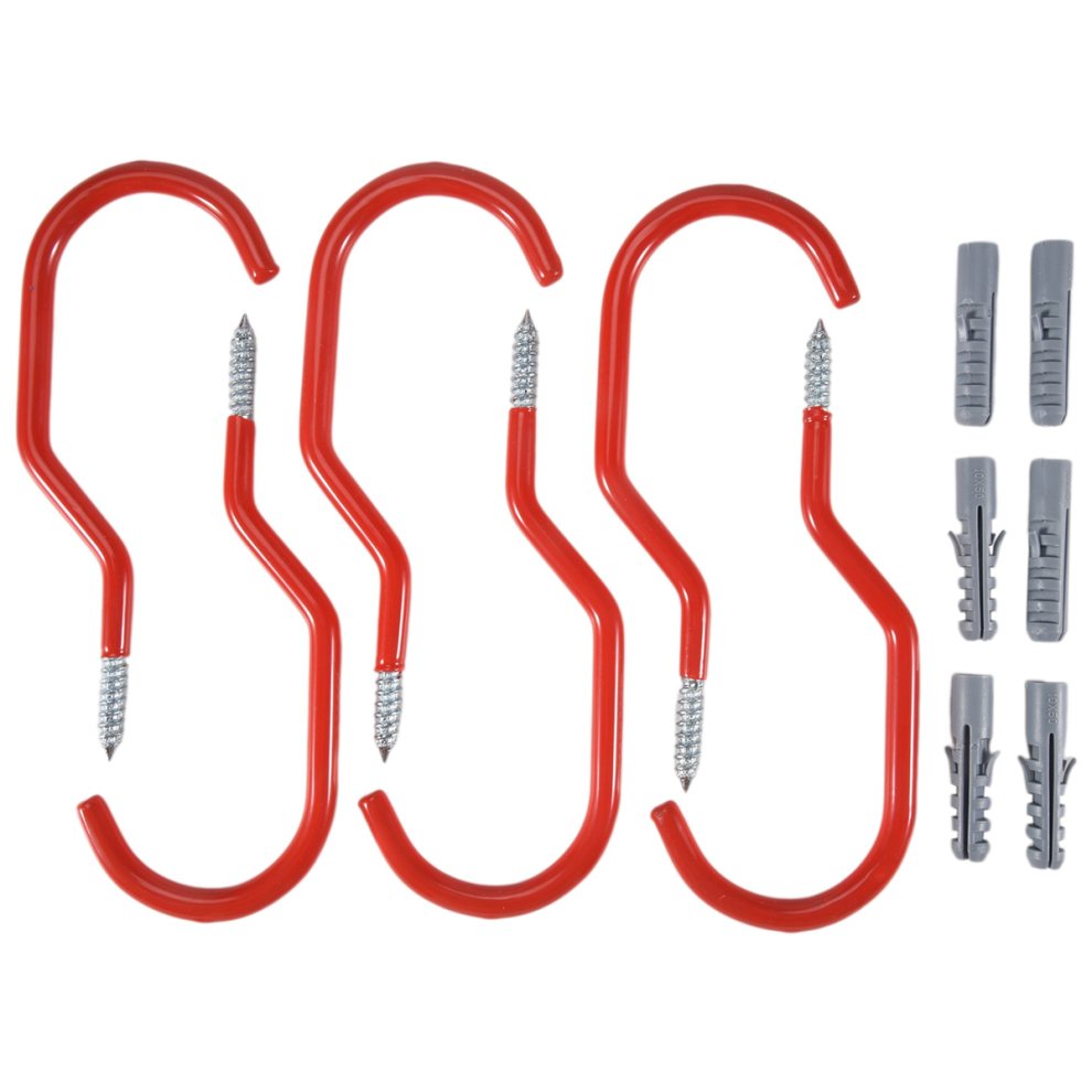 Bike Hooks,Heavy Duty Bicycle Storage Hooks Set,Screw-In Utility Hangers Shed Garage Garden Hook Plastic Coated For Wall Mount/Ceiling Pack Of 6 Red 4851170409638