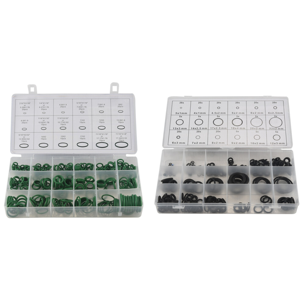 495Pcs 36 Sizes O-Ring Kit Black&Green Metric O Ring Seals Rubber Gaskets Oil Resistance 270Pcs + 225Pcs 4851170413123