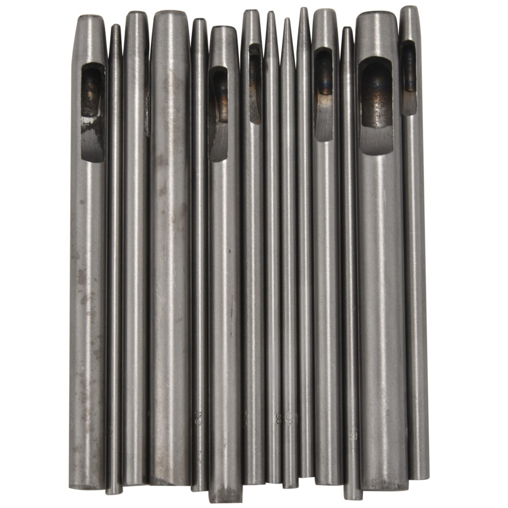 14Pcs Round Hollow Punch Set Leather Craft Tool Hole Cutter For Watch Bands Belts Canvas 4851170413888