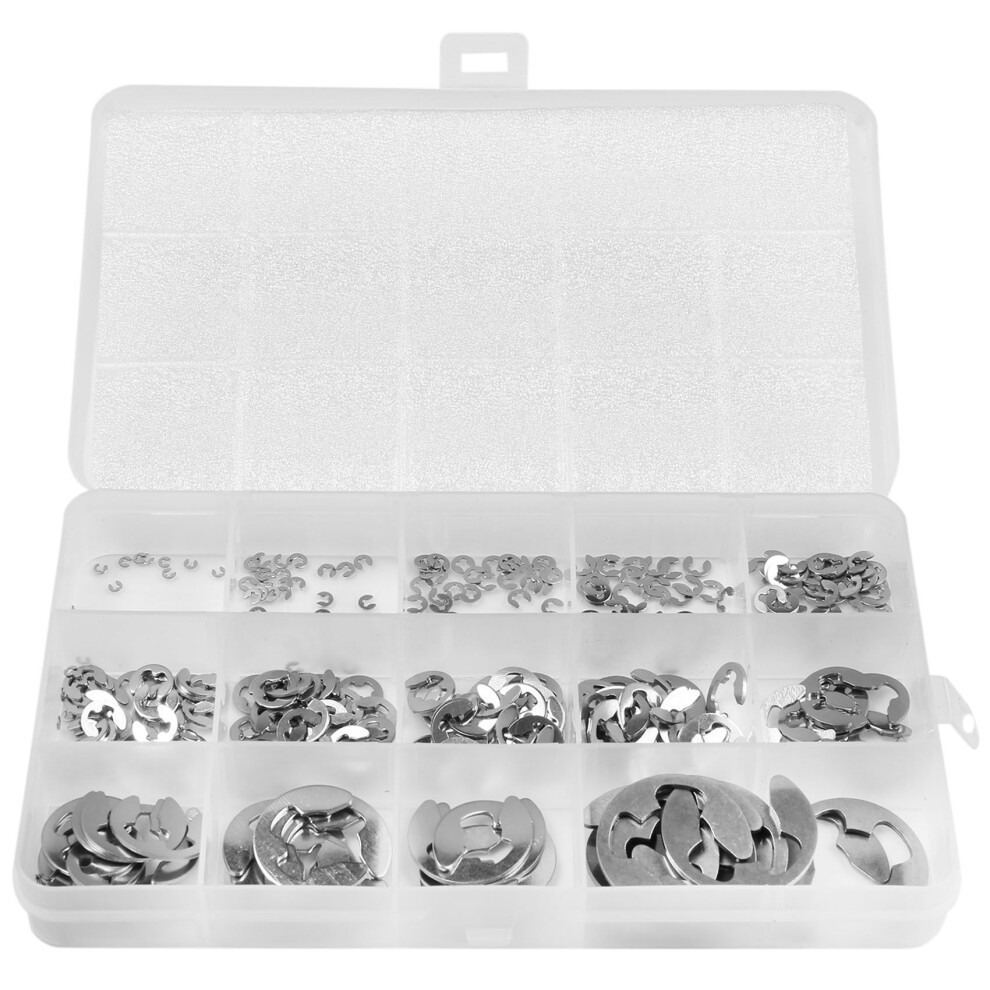 290Pcs/Set E Clip Circlip Washer Assortment Kit Stainless Steel 1.2-15 mm External Retaining Ring for Pulleys Shaft-image-OPC-PJ8DYQ6-NEW