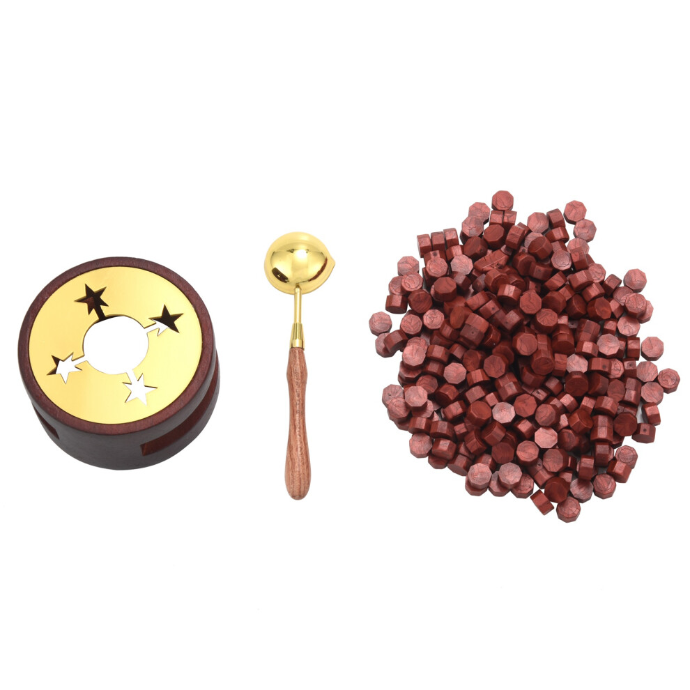 Red Wax for Letters Stamp Seals Sealing Kit with Seal Beads Warmer Spoon and Candles-image-OPC-PJ8DZ2F-NEW
