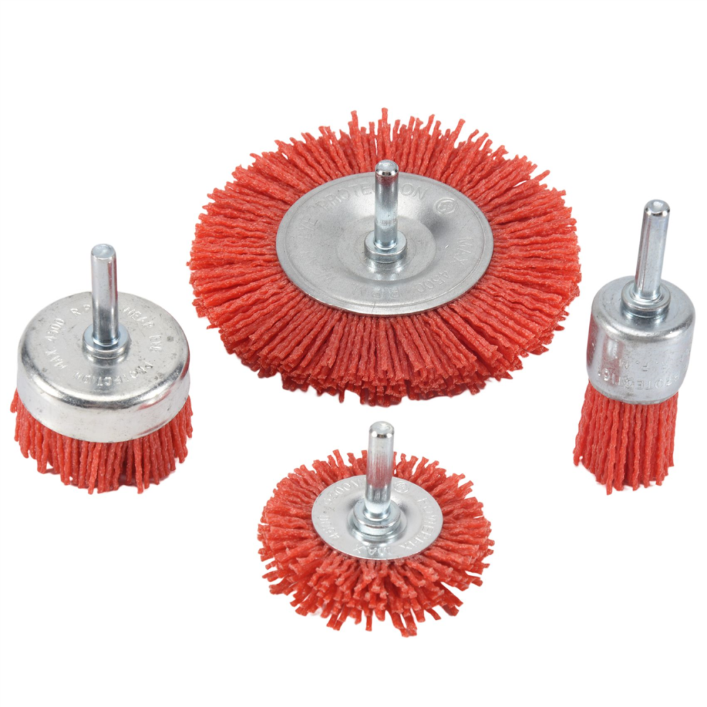 4Pcs Nylon Filament Abrasive Wire Cup Brush End Kit For Drill Rotary Tool With 1/4 Inch Shank 4851426849089