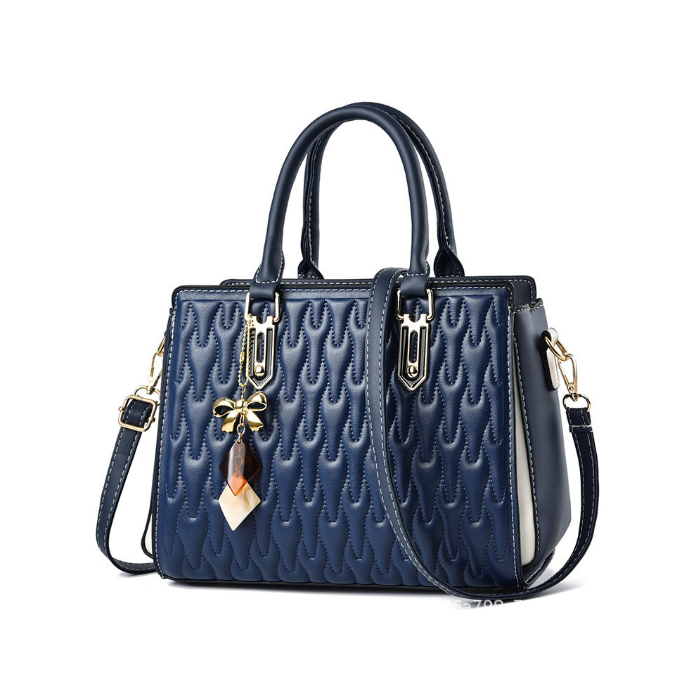 (Blue) Fashionforward Large Handbag For Moms With Multiple Compartments And Vintage Flair A Blue