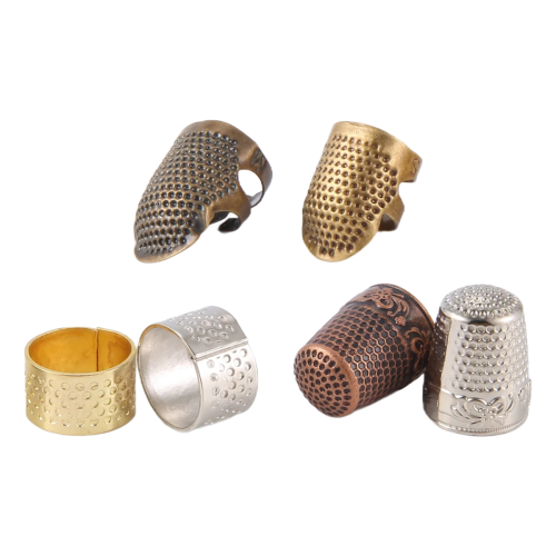 6 Pieces Sewing Thimble Finger Protector,Adjustable Metal Shield Protector for Embroidery Needlework 2