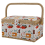 Fabric Sewing Basket Organizer with Removable Tray Household Storage Kit Box 1