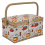 Fabric Sewing Basket Organizer with Removable Tray Household Storage Kit Box 3