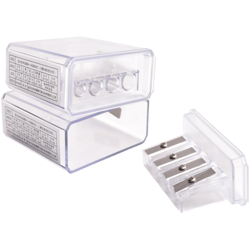 2 Pcs Carpenter Pencil Sharpener Long Point Manual with Plastic Lid 4 Holes Handheld 2