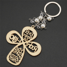 20Pcs Baptism Favor Keychain Wooden Key Ring Wood Design with Bag for First Communion