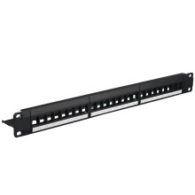 19-Inch 1U Cabinet Rack Through 24-Port CAT6 Patch Panel RJ45 Network Cable Adapter Jack Modular