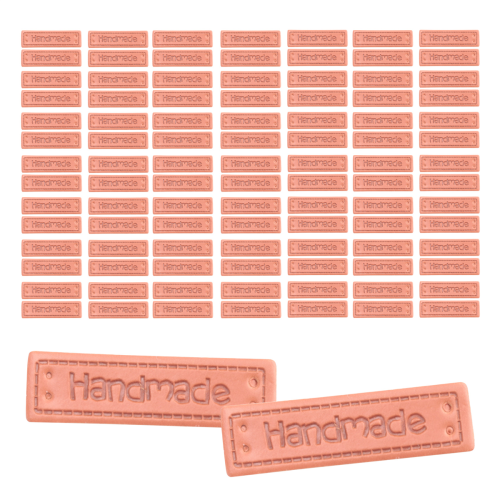 100Pcs PU Leather Handmade Labels Tags Embossed Textile for Garment DIY Crafts Sewing Accessories 1