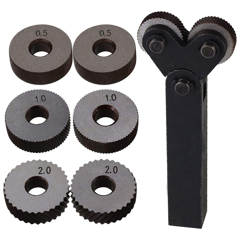 Dual Wheel Knurling Tool Kit 7Pcs 0.5Mm 1Mm 2Mm Linear Pitch Knurl Set Steel Lathe Cutter 4851426864501