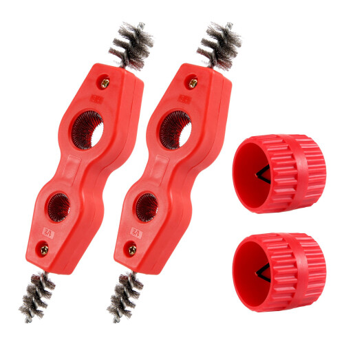 4 Pcs Copper Pipe Cleaner and Reamer Set Inner-Outer Tube Deburring Chamfer Tool (Red) 2
