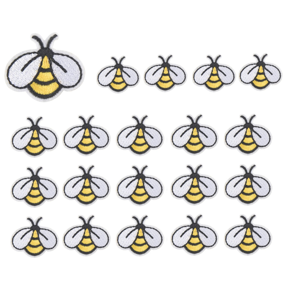 Saudism 20 Pcs Bee Sewing Patches Embroidered Applique Iron On Sew Decoration For Bags Clothes Jackets Diy Art