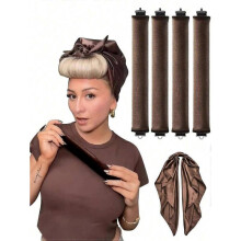 (Pink) 3pcs Heat-Free Hair Curlers – Hair rollers to curl hair without heat