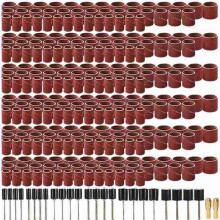 458Pcs Sanding Drums Kit Grinding Tool for Drum Polishing Machine with432Pcs Band Sleeves 24Pcs Mandrels