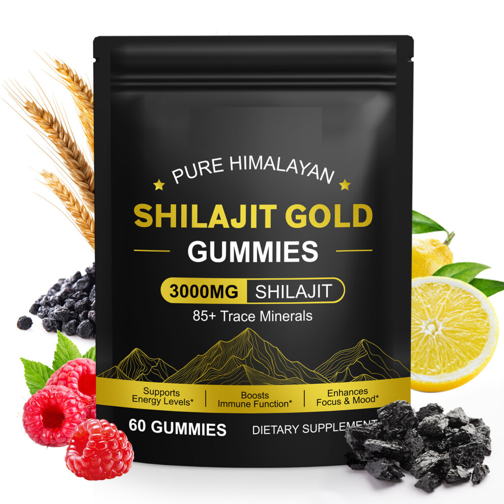 Jyw Gold Shilajit Gummies 3000Mg With Ashwagandha & Gokshura 60 Vegan Gummies