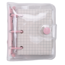 4 Pack Mini Transparent 3 Ring Binder Covers with Grid Inner Page and 12 Pcs Pockets(3 Pcs/Set)