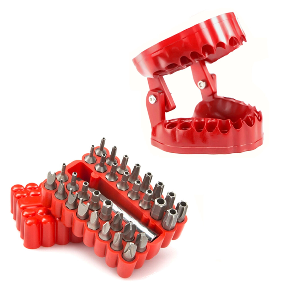 Denture Screwdriver Bit Organizer Holder With Magnetic Base,Drill 32Pcs Bits And 1 Extension Socket 4851426885711