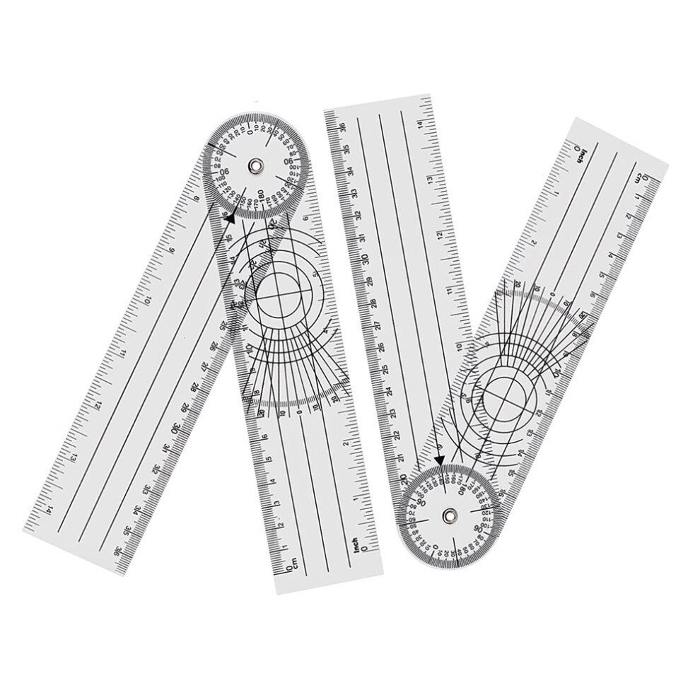 Saudism 4 Pieces Goniometer Physiotherapy 360 Degree Rotation Protractor Pvc For Physiotherapy, Sports Therapy