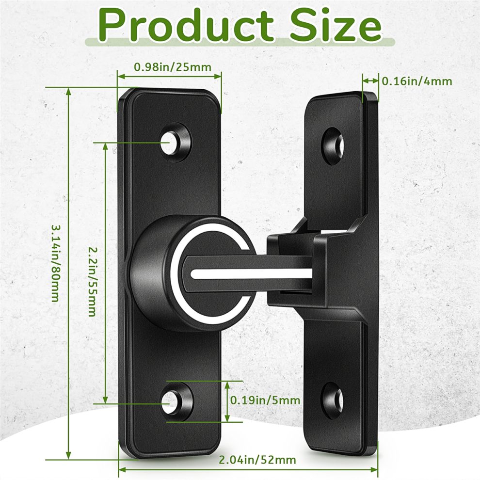 Barn Door Lock Hardware, 90 Degree Heavy Duty Gate Latches Flip Latch Safety Bolt 1 Pack 4851426891378