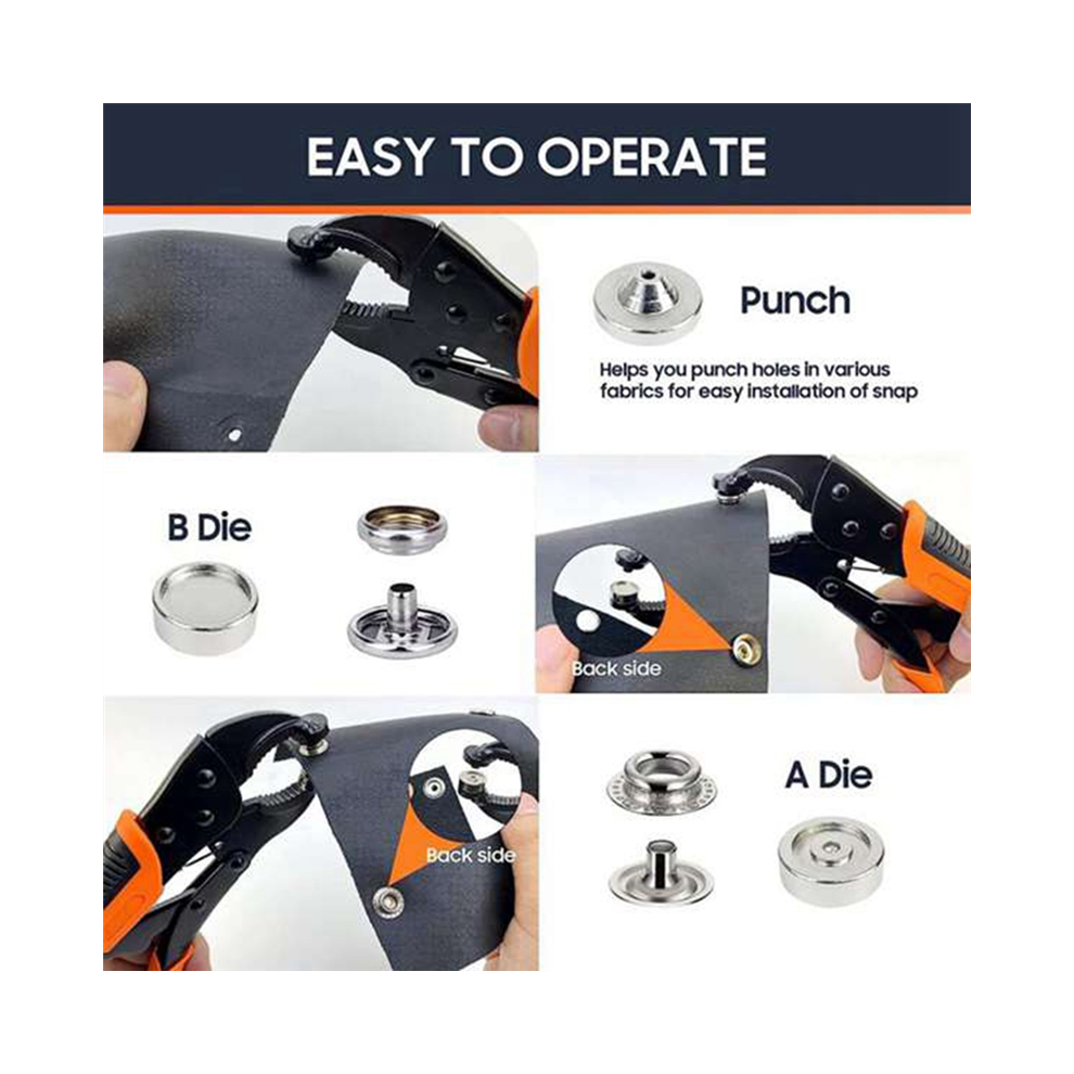 Heavy Duty Snap Fastener Tool,Snap Setter Tool Kit with 20 Sets, for Boat Cover, Button Portable Bag Black-image-OPC-PJ8FGFG-NEW