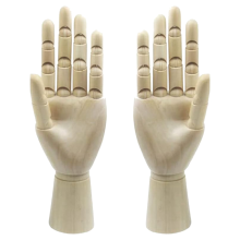 Wood Artist Drawing Manikin Articulated Mannequin with Wooden Flexible Fingers 2 Pcs(10 Inches-Left Hand Right Hand)