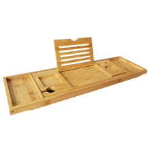 Bamboo Bathtub Tray for Tub,Adjustable Bathroom Organizer with Book Tablet Wine Glass Cup Towel Holder