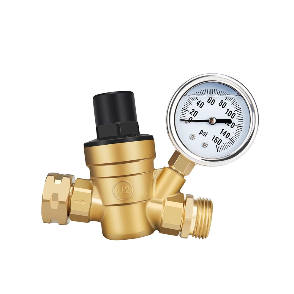 Rv Water Pressure Regulator Valve, Adjustable Reducer With Gauge And Inlet Screen Filter, Brass Lead-Free 4851426801551